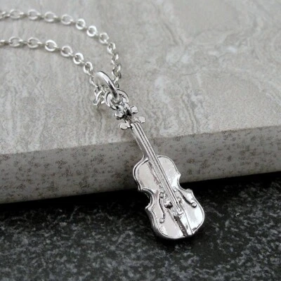 Collar Violín Plata - Collar Violonchelo - Dije Violín - Joyería Violinista Foto 1 de 2