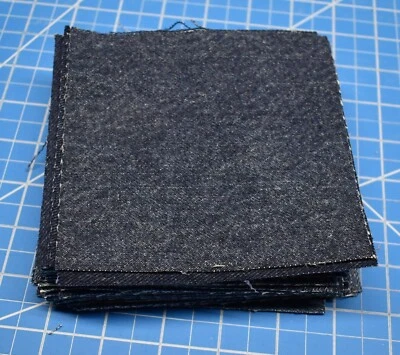 38 - 5" charm Squares rotary cut cotton denim UPCYCLED JEANS cotton dark blue - Image 1 of 2