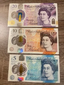 Great Britain UK England 5+10+20 Pounds GBP CIR Banknote QEII Currency Bill Note - Picture 1 of 2