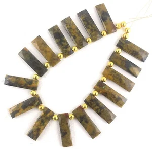 Natural Honey Jasper Faceted Rectangle Shape 8.5x27.5-9.5x29 MM Gemstone Beads - Picture 1 of 4