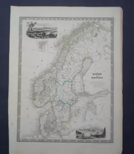 Antique map of Sweden and Norway by Auguste Henri Dufour C1860 - Picture 1 of 5