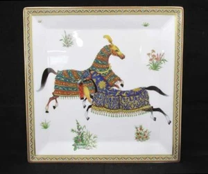 Hermes Paris Cheval d'Orient Square Plate Porcelain Tableware 19cm w/Case New - Picture 1 of 10