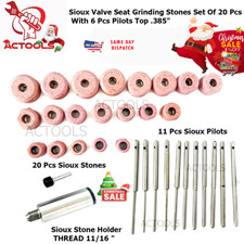 20 Pcs Sioux Valve Seat Grinding Stones with 11 Pcs Pilots  + Holder 11/16 USA