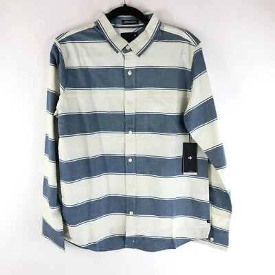 Tavik Mens Button Down Shirt Striped Long Sleeve Cotton Blue White Size S - Image 1 of 4