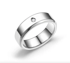 R011 Mujeres Joyería Oro Blanco 18K Enchapado Oro Blanco Compromiso Boda Circonio Banda Anillo Regalo - Imagen 1 de 3