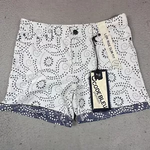 Code Bleu Premium Womens Short Size 10/29 White Blue Eyelet - Picture 1 of 17
