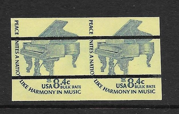  IMPERFORATE ERROR Coil Pair Scott #1615Cf, Americana 8.4c Piano, MNH, Cat $15 - Image 1 of 1
