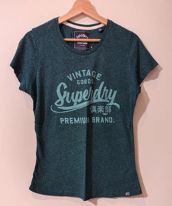 Ladies fitted Super Dry T shirt Green Marle Size L EUC - Picture 1 of 4