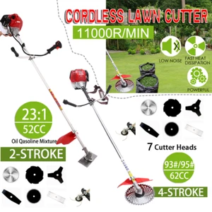 4 STROKE Brush Cutter Pole Whipper Snipper Lawn Trimmer Edger Brushcutter 62cc - Picture 1 of 12
