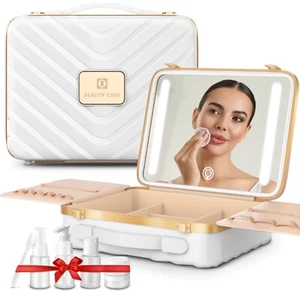 Easyinbeauty Multi Reise Make-upCase mit beleuchtetem Spiegel Protable Etui weiß - Bild 1 von 7