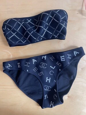 CHANEL Bikini Monograma Logo CC Traje de Baño Negro FR38 XS Pequeño Foto 1 de 3