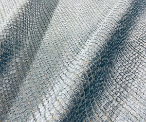 COWTAN & TOUT AZURE "VENETIAN VELVET" ENGLISH STRAND CUT VELVET FABRIC - Imagen 1 de 3