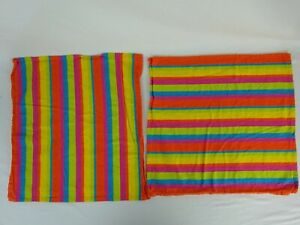 6 Colorful Striped Cotton Dinner Napkins ~ Orange Pink Yellow Blue Green ~ 18x18