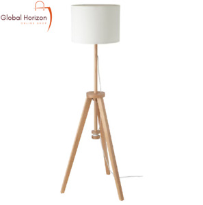IKEA LAUTERS Solid Ash Wood Floor Lamp, Mood Lighting, Height Adjustable, White