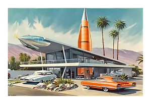 Stampa artistica moderna età atomica metà secolo anni 60 aa8 - Foto 1 di 2