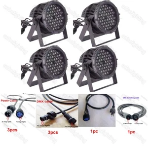 DJ Stage Light Set Outdoor 54*3W RGBW LED Par Can Lights W/Power cable DMX cable - Picture 1 of 9