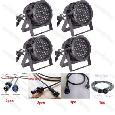 DJ Stage Light Set Outdoor 54*3W RGBW LED Par Can Lights W/Power cable DMX cable - Image 1 of 4
