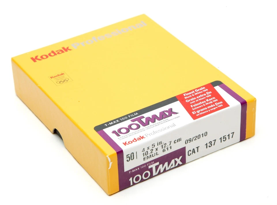 Kodak T-Max ASA 100 4x5" Box With 50 Sheets B&W Film. Exp. 09/2010. Sealed Box. - Image 1 of 1