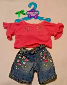 VINTAGE RARE Limited TOO Build A Bear Girl Jeans Top Clothes Accessory Bow Lot - Bild 1 von 6