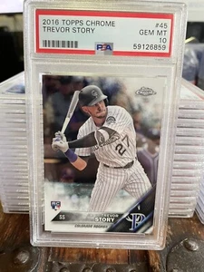 2016 Topps Chrome Trevor Story #45 Rookie RC - Gem Mint PSA 10 - Picture 1 of 2