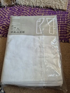 Ikea Lenda Curtains White 140cm X 300cm Tie Backs - Picture 1 of 4