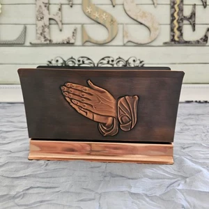 Copper Praying Hands Letter Mail or Napkin Holder Coppercraft Religious Vintage - Picture 1 of 11