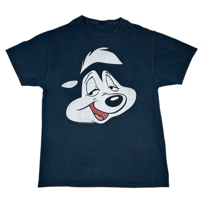 Vintage Pepe Le Pew T Shirt Warner Bros Looney Tunes Fits S/M Blackout Graphic - Image 1 of 4