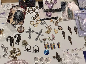 130+ Jewelry Making Supplies, Lot-Charms Findings Pendants Chains Crystals Beads - Picture 1 of 17