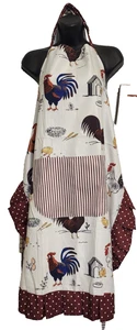 Apron  with Pocket Rooster Pattern Kitchen Large Country - Picture 1 of 11