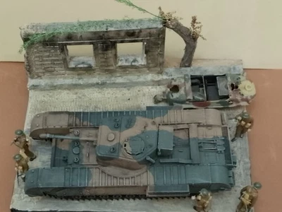 DIORAMA WWII SCALA 1/35 CARRO E FANTERIA INGLESE "CACCIA ALLA VOLPE" - Immagine 1 di 3