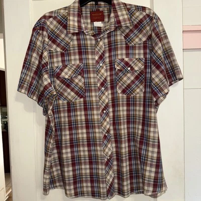 Camisa vintage Rustler para hombre manga corta botones a presión talla XL X-Largas colas marrón Foto 1 de 4