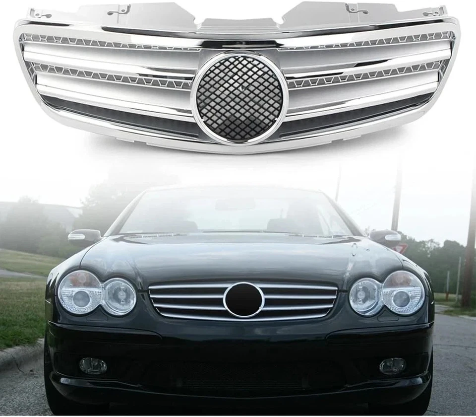 Grille for Mercedes Benz R230 SL Class SL500 SL600 SL550 W230 2003-2007, 1pcs Ch - Image 1 of 4
