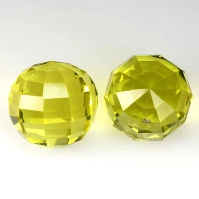 50 Ct Amazing Natural Lemon Quartz Round Ball Matching Pair Certified Gemstone - Image 1 of 3