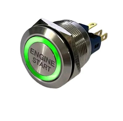 Universal Quality Replacement ENGINE START PUSH BUTTON SWITCH IGNITION GREEN LED - image 1 of 3