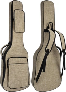 Electric Guitar Gig Bag 38-41 Inch Waterproof Padded Backpack with Straps Khaki - Picture 1 of 10