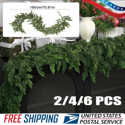 Guirnalda de Cedro Artificial 70" con Conos de Pino Artificiales Guirnalda Realista de Navidad Foto 1 de 4