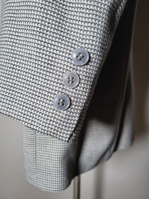 52R Alexander Lloyd 灰色棕色粗花呢牙齿格子羊毛西装外套运动外套夹克 — 第 1/4 张图片