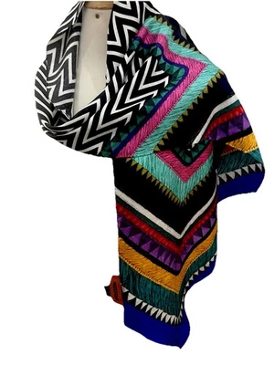 S6# Missoni Rectangle Multicolor Silk Scarf Made In Italy  - Image 1 of 4