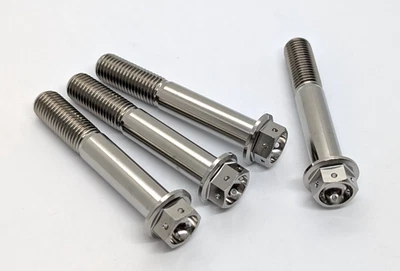 Titanium M10-1.25p 80mm radial caliper mount bolt kit drilled hex flange - Image 1 of 4