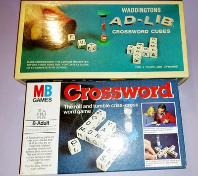 2 Crossword Board Games MB Games & Waddingtons Ad-Lib  Vintage 1970s RefB  - Image 1 of 4