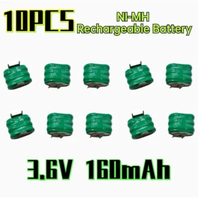 10PCS 3.6V160MAH Ni-MH Rechargeable Battery With 2 Pins/Tabs For PLC Data Backup - Image 1 of 4