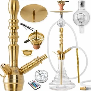 DILAW® Shisha Set Edelstahl GOLD V2A 75cm Hookah Wasserpfeife Molassefänger