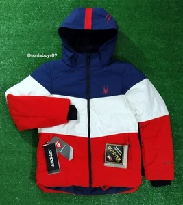 Chaqueta de esquí aislante Spyder Jackson Gore-Tex para hombre, azul/blanco/rojo, talla S - Imagen 1 de 20