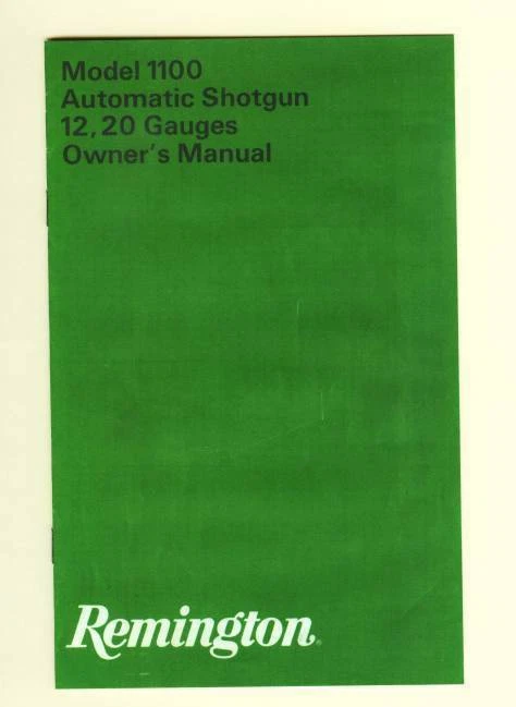 Remington Modelo 1100 12 y 20 ga Más tarde 1970 Propietarios Instrucción Manual Reproducción Foto 1 de 1