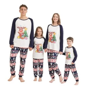 Family Matching Christmas Pajamas Set Cotton Xmas Deer 14 Years Kids Brown Elk - Picture 1 of 8
