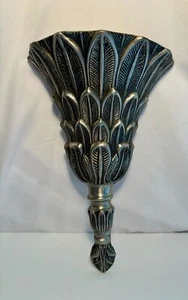 VTG MCM Midcentury Hollywood Regency Ornate Metal Wall Pocket India - Picture 1 of 10