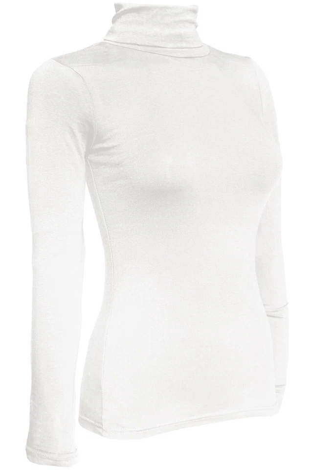 Blusa feminina básica gola alta manga longa top em camadas - Imagem 1 de 1