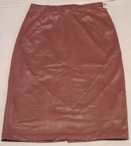 Vintage 1980s PIERRE LAMONTE old pink faux leather skirt 32W x 30L (USA) NWT - Picture 1 of 9
