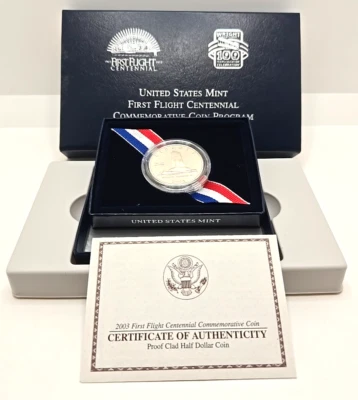 US Mint First Flight Centennial 2003 Half Dollar Coin w/ Box + COA Wright Bros - Image 1 of 4