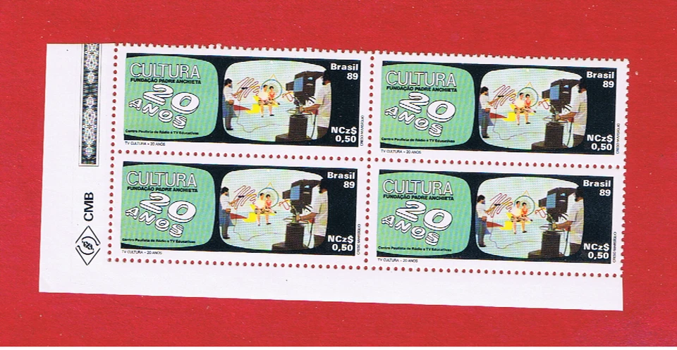 Brazil #2172  MNH OG   block of 4  Broadcasting   Free S/H - Image 1 of 1
